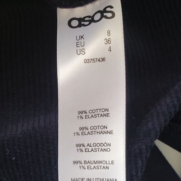 ASOS WHITE Size 4 Blue Corduroy Ankle Crop Jumpsuit 838 - Picture 6 of 11